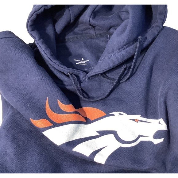 Denver Broncos Hooded Sweatshirt Size Large NFL Apparel Made In Honduras Pocket - Picture 11 of 11